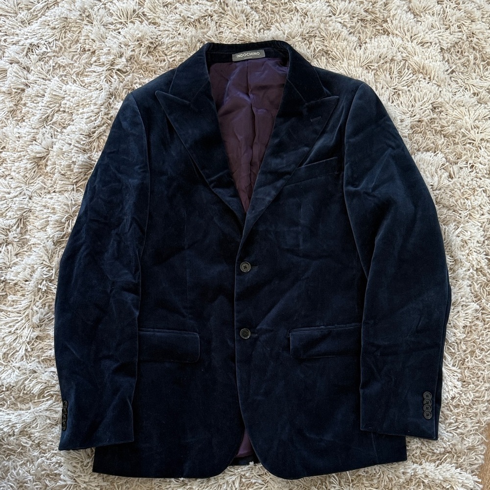 Indochino Men's Navy Velvet Blazer 100% Cotton Size 42R